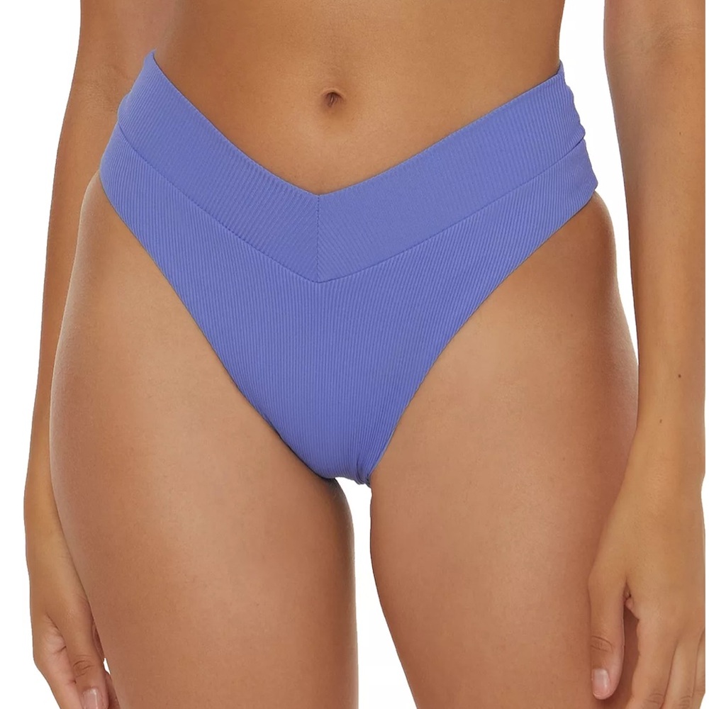 Becca size large high waisted bikini bottom. Cornflower color